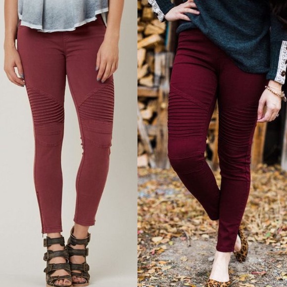 Pants - DEBBIE Stretchy Pants - BURGUNDY